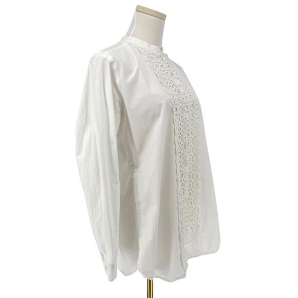 Roberta Roller Rabbit White Eyelet Embroidery Button Front Shirt Casual Boho S - Picture 3 of 7